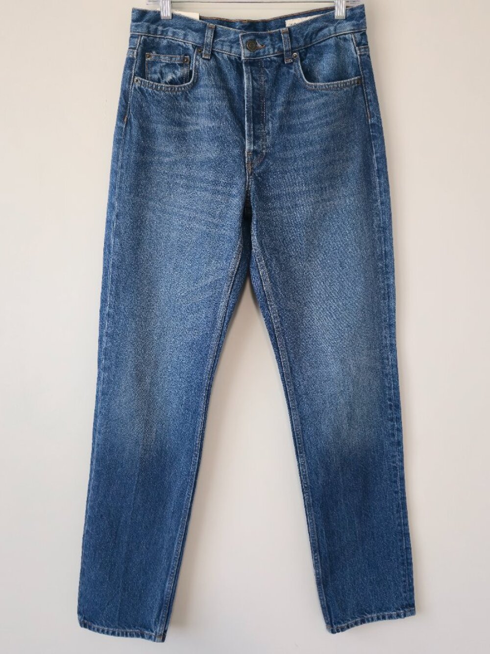 Zara High Rise Straight Leg Jeans 4 Medium Wash 90s NWT